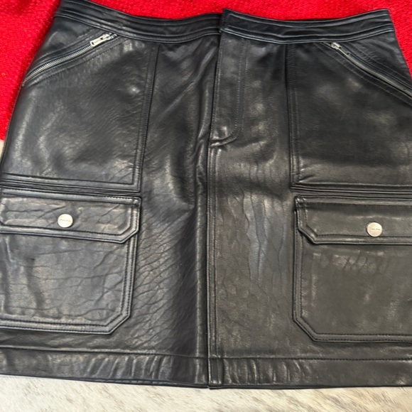NWT RALPH by RALPH LAUREN Leather Skirt Moto zippers size 8 black - Picture 5 of 12